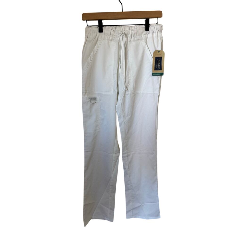 NWT Cherokee WW020 Monica Scrub Pants White XS Unisex Stretch